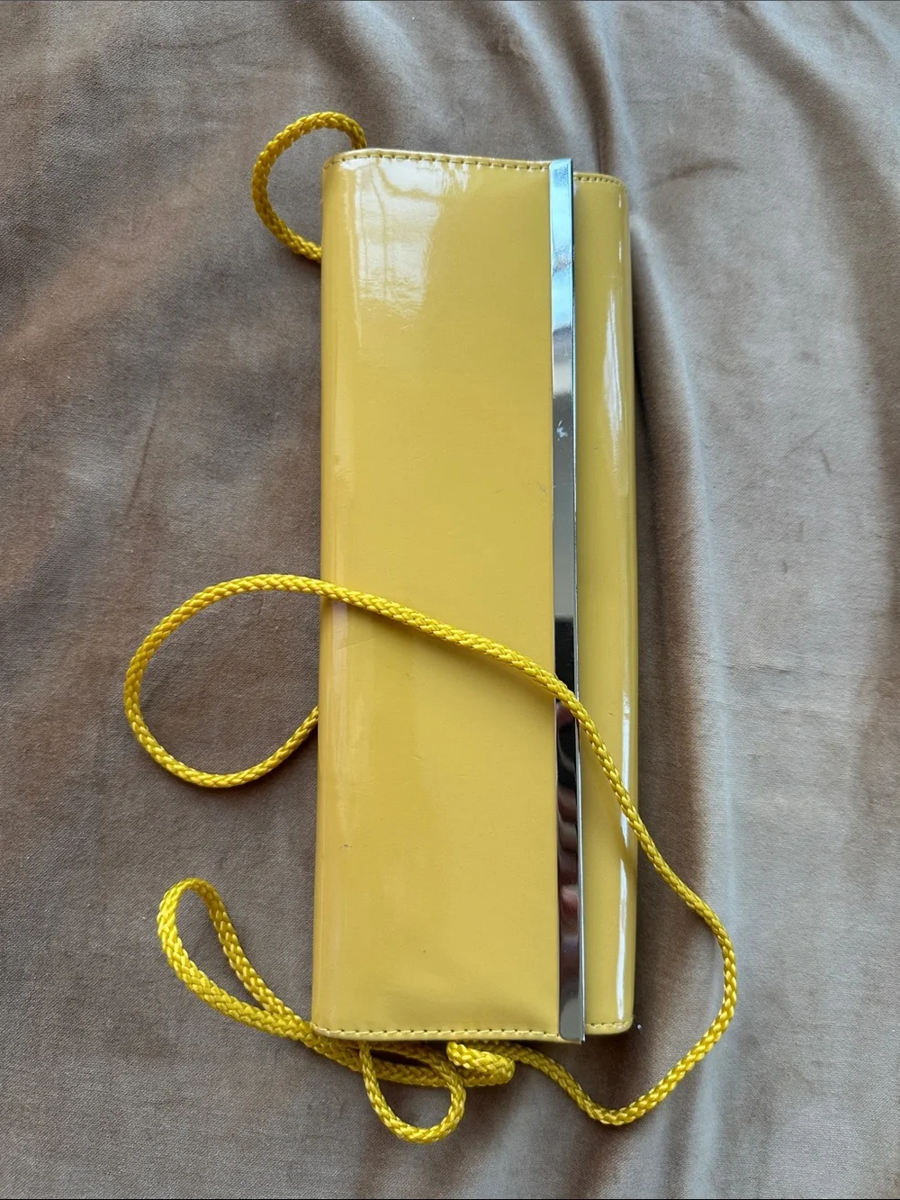 Vintage Mustard yellow clutch purse on rope